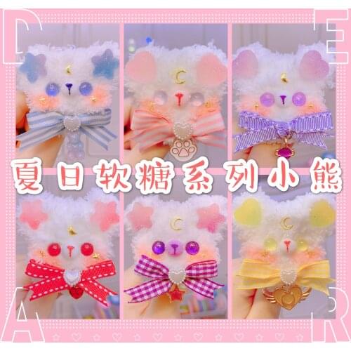 Summer Fudge Series Little Bear Rabbit Plush Hair Clip Brooch Pin Dual-Use Headwear Kawaii Sweet Girl Cute Hairpin Birthday Gift