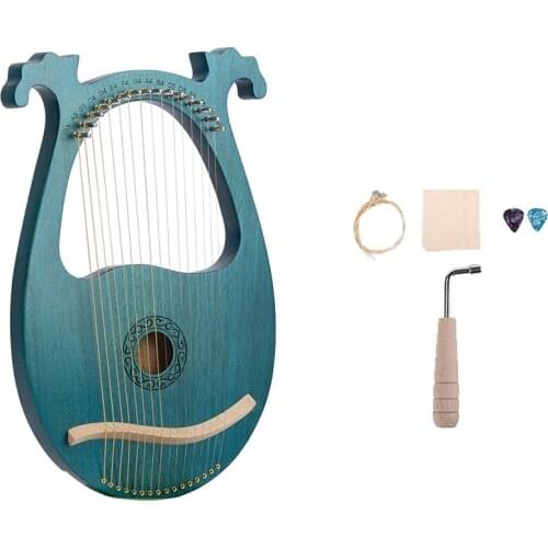 Lyre Harp, 16 String Mahogany Body String Instrument Body Instrument with Tuning Wrench and Spare Strings