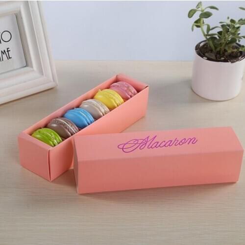 Macaron Retail Paper Packaging Cake Chocolate Boxes Homemade Macaron Biscuit Muffin Box 20.3*5.3*5.3cm LX7260