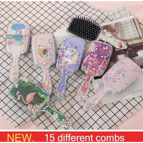 Cartoon Rainbow Hair Brush Styling Comb Print Transparent Air Bag Massage Hair Brush Hairdressing Straight Curly Hair Comb
