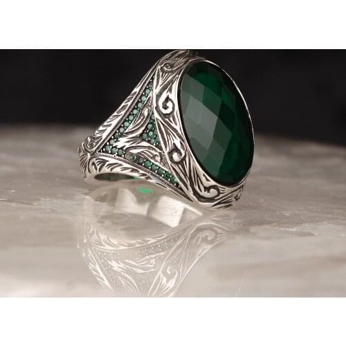 925 Sterling Silver with zircon Men 'S Silver Ring