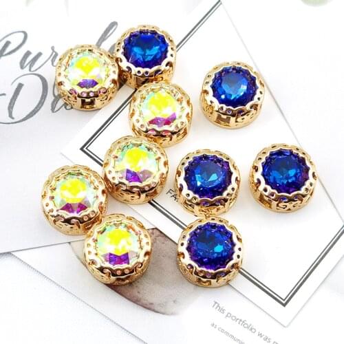 Nest Claw Set blue gems Apparel Sewing Button Garment fabrics Golden Garment Button handmade party dress with beading decoration