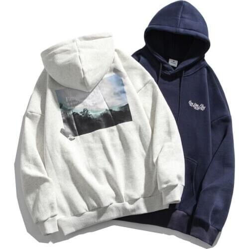 Printing 2020 New Style All-match Casual Couple Lazy Hong Kong Flavor Hooded Jacket Men and Women Couple Autumn