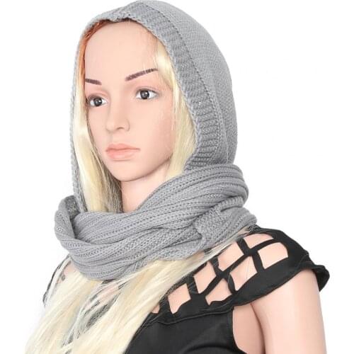 2021 New Womens Scarf Winter Hooded Scarf Thick Warm Woolen Hooded Bib Female Knitted Scarves