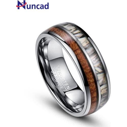 Nuncad 12 yards 8MM Wide Artichoke Wood Tungsten Steel Ring 2.5MM thickness red Camouflage rings T088R Jewelry rings