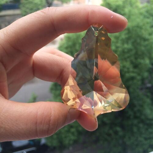 Wholesale price (Free Rings) AAA 50pcs 63mm Nice Champagne Crystal Glass Diy Hanging Chandelier Parts, Crystal Suncatcher Prisms