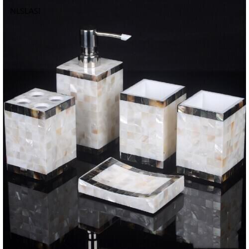 Nordic Style Resin Soap Dispenser Toothbrush Holder Bathroom Accessories Set Gargle Cup Soap Dish Wedding Gifts Five Piece Set