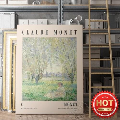 Claude Monet Exhibition Poster, The Beach, Woman Seated under the Willows (1883) by Claude Monet, Home Decor, Tate Modern