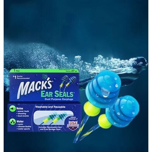For MACKS Wired Earplugs Waterproof Swiming Training Tactical Ear Protector For Adult Unisex Shampoo Bath Reusable Soft Earplug