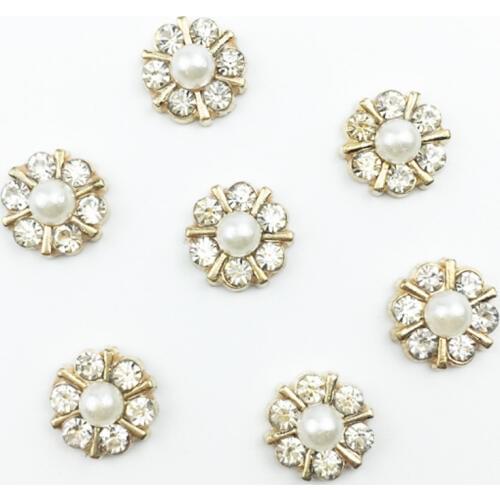 Pulaqi 1.2x1.2cm Flower Pearl Rhinestones Applique Mesh Sewing Craft Wholesale DIY Hair Decorate Jewelry Accessories H