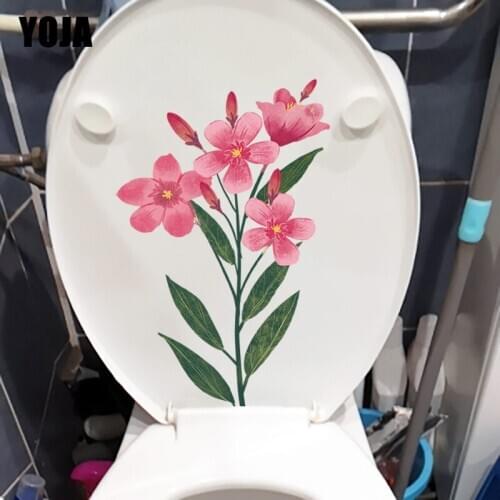YOJA 15*22.9CM Color Plant Flower Bathroom Toilet Decoration Home Room Wall Sticker T1-1367