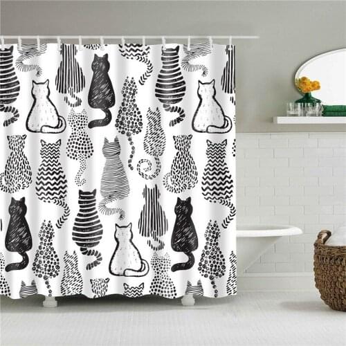 Cartoon Animals Cat Panda Elephant Shower Curtain Bathroom Curtain Frabic Waterproof Polyester Bath Curtains for Bathroom