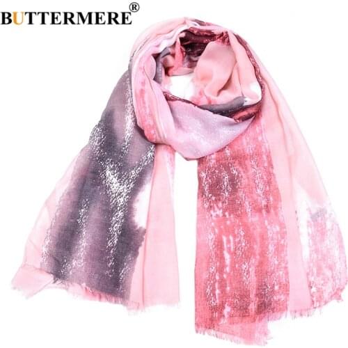 BUTTERMERE Gradient Ramp Women Scarf Pink Yellow Gray Orange Green Scarf Women Cotton Linen Spring Fashion Ladies Shawl