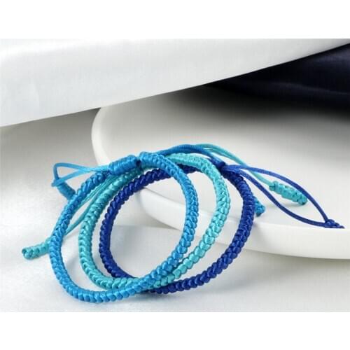 Blue Rope Knots Bracelet Women Lucky Handmade Braided Tibetan Buddhist Adjustable Bracelets Bangles For Men Fashion Jewelry Gift