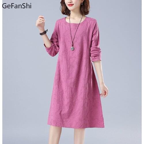 2021 Autumn Winter Womens Dress Plus Size Vintage Jacquard Long Sleeve Casual Office Elegant Ladies Fashion Dresses
