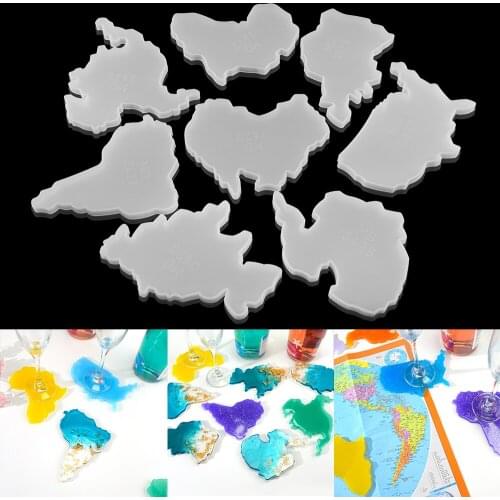 1Pcs Map Of The World Continents UV Epoxy Resin Mold Cushioner Silicone Molds For DIY Casting Crafts Decor Accessories Tools