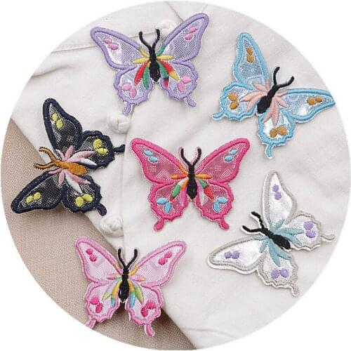 1Pcs Rainbow Butterfly Embroidery Patches Sew on Sticker for DIY T-shirt Clothes Stickers 3D Diy Clothing Applique Decor
