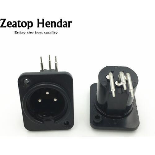 10Pcs XLR 3 Pin Male Chassis Panel Mounted Socket with Angle Pins Connector Adapter