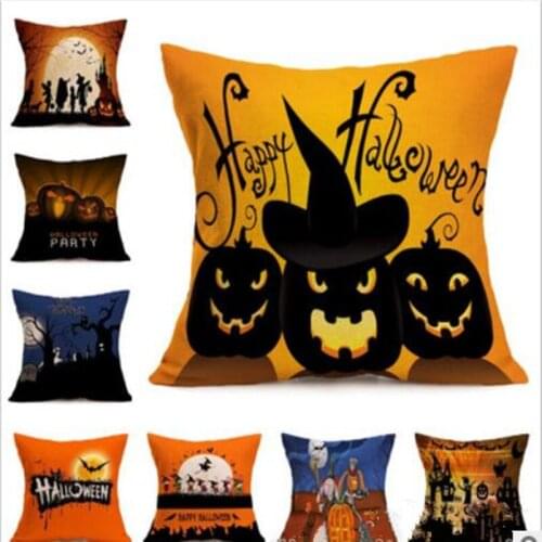 12pcs Halloween Pumpkin Pillow Holder Vampire Bat Printed Pattern Car Sofa Cushion Cover Home Art Design Wedding Decorate