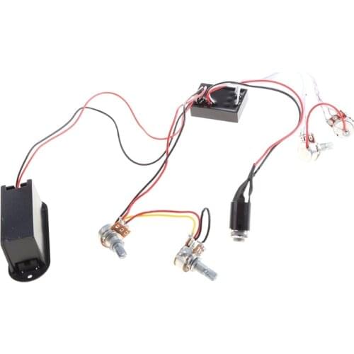 2 Band Active Bass Guitar EQ Equalizer Preamp Circuit Pickup Black