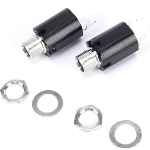 2 Pcs Black 6.35 MM Guitar Endpin Jack 6.35 Input For Any Guitar EQ Pickup Output