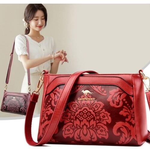 2021 Fashion Printing Design Women Handbags High Quality PU Leather Shoulder Bags Floral Pattern Ladies Crossbody Bags Tote Bag