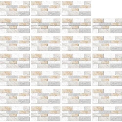 27pcs Imitation Marble Brick Tile Stickers DIY Self Adhesive Kitchen Floor Wall Sticker Bathroom Home Decoration