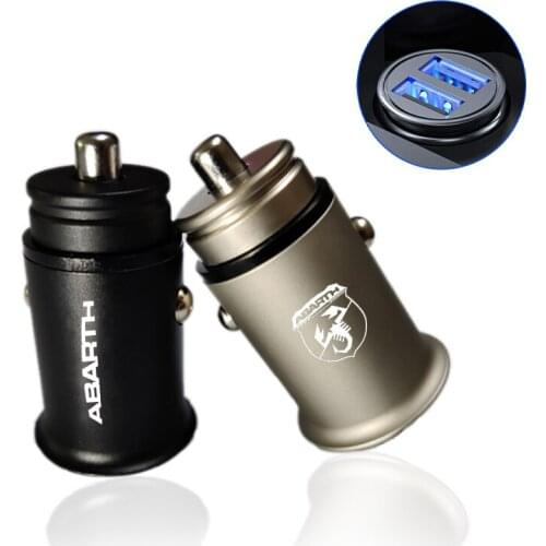 4.8A Metal Dual USB Phone Charger Car Charger Mobile Phone Adapter For Abarth 70th XSR biposto 595 500 695 Punto Stilo