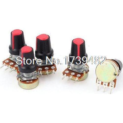 5pcs 10K OHM 3 Terminal Linear Taper Rotary Volume Audio B Type Potentiometer
