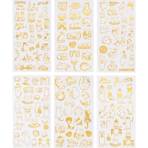 83XC 6Sheets UV Epoxy Resin Filling Material Cute Cats Stickers DIY Crafts Jewelry Making Filler Resin Mold Decorative Lables
