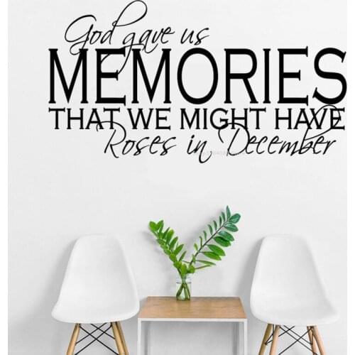 God Gave Us Memories Religious Quote Wall Sticker That we might have roses in december Psalm Decal Home Decor Art Handmade DG215