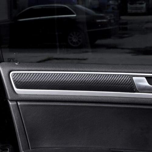 Real Carbon Fiber Car Inner Door Panel Decoration Cover Trim Accessories For VW Volkswagen Touareg 2011-2018