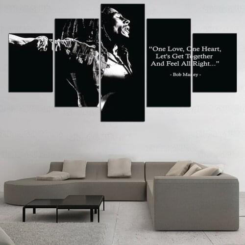 Decorative Painting 5 Piece HD Printed bob marley black white quote Painting Canvas Print Room Decor Poster Picture Canvas Art