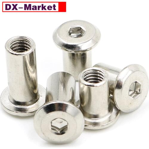 M4 M5 M6 M8 Hex Socket Nuts , Carbon Steel Furniture Screw Female End ,Nickel Plating Flat Head Rvet Nut, B020