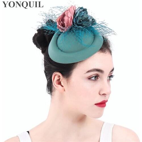 Elegant Women Kentucky Derby Fascinator With Veil Headwear Flower Hats Fedora Occasion Church Hat Bridal Wedding Headpieces