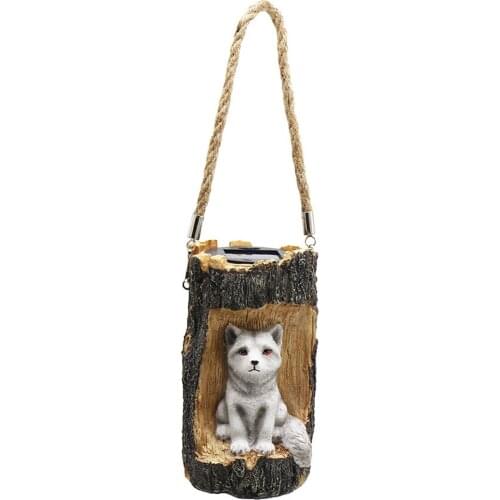 Solar Powered Light Fox In Stump Waterproof Hanging Solar Lamp For Outdoor Garden Landscape Ornament Solar Stump Fox Lawn Light