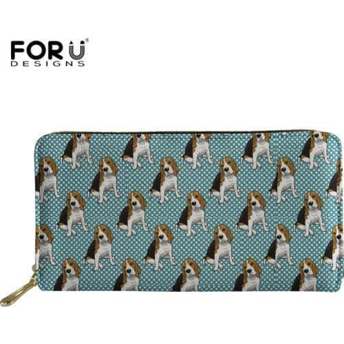 FORUDESIGNS Beagle Dog Print Women Wallets Female New Design Long Purse Clutch Bag Card Holder New Fashion Girls Money Bag