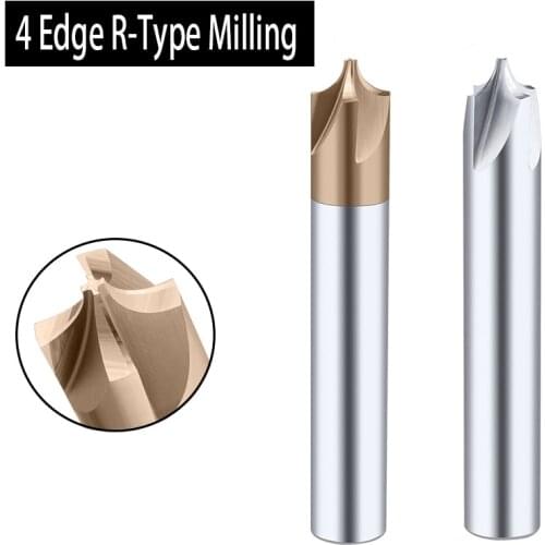 HRC55 Tungsten Steel 4 Edge Inner R-Type Cutter Nano-Coated Milling Tools Or For Aluminum End-Mills CNC Machine Center 1PCS
