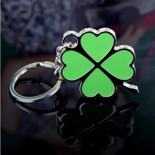 Delicate four leaf clover love lovers gift keychain lucky grass logo