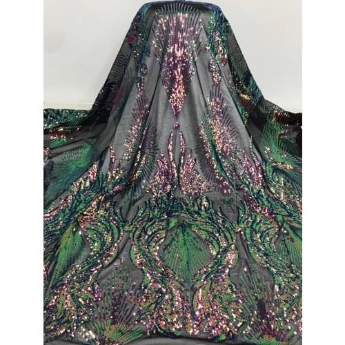6 colors (5yards/pc) fully embroidered African sequins French net lace fabric with amazing colors for party dress FJY239