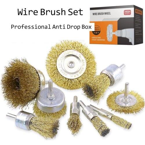 Brass Electric Drill Brush Steel Wire Wheels Rotary Tools Engraver Grinder Polishing Dremel Metal Rust Removal Brush Clean Set