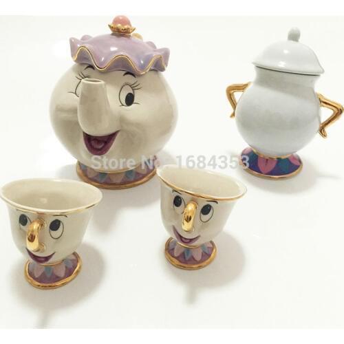 Hot sale Old style Cartoon Beauty And The Beast Teapot Mug Mrs Potts Chip Tea Pot Cup One Set nice gift for friend