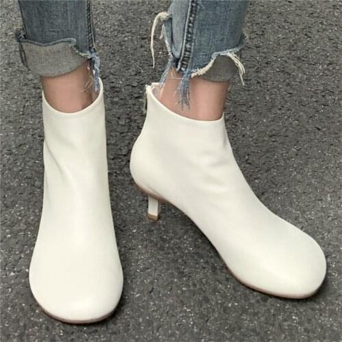 Fashion Womens Genuine Leather Round Toe Ankle Boots Kitten Heel Party Casual Shoes 35 36 37 38 39 40