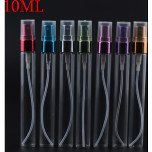 MUB - 10ML (100PCS/Lot) Mini Portable Perfume Glass Bottle With Sprayer Empty Perfume Case Atomiseur De Parfum Rechargeable