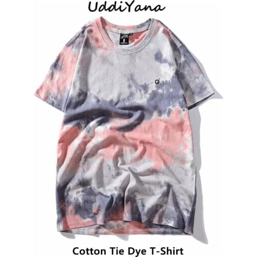 2021 Summer Oversized Tie Dye Cotton T-Shirts Vintage Women Tee Shirt Mens Harajuku Fashion Sweatshirt Skateboard Y2K Clothes