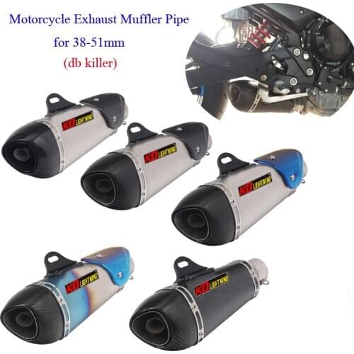 Motorcycle Exhaust Vent Tip Tubes Removable DB Killer Escape 38-51mm Stainless Steel Carbon Fiber Silencer System Silp on