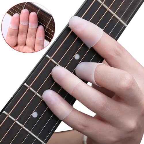 New 4Pcs Soft Ultra-thin Left Hand Guitar Fingertip Protector Anti-pain Silicone Finger Guard Cover For Ukulele Electric Guitars