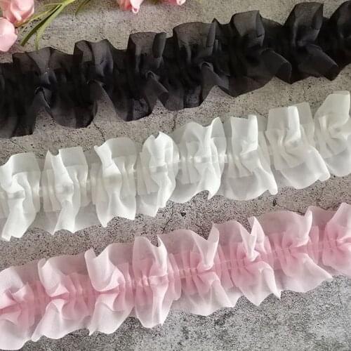 5/10 Meters 5-6cm Pleated Mesh Lace Fabric White Black Pink Decoration Trimming For Garment Sewing DIY Dress Clothes Supplies