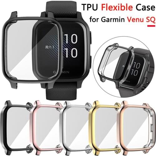 Full Screen Protective Smart Watch Case for Garmin Venu SQ Flexible Scratch Resistant TPU Cover Thin Replaceable Bumper Shell