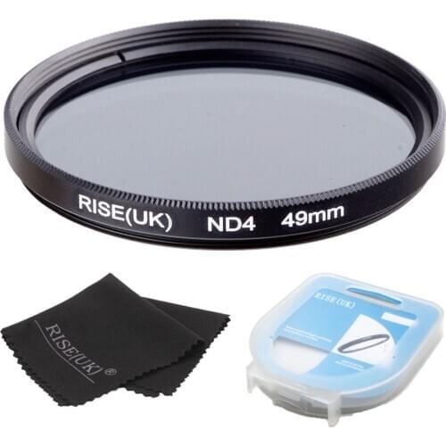 RISE(UK) 49/52/55/58/62/67/72/77mm Neutral Density ND4 Filter +case +cloth for sony nikon canon all Camera lens